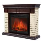 Каминокомплект: Очаг Electrolux EFP/P-2520LS N, портал Bricks 25 камень бежевый, шпон темный дуб 1