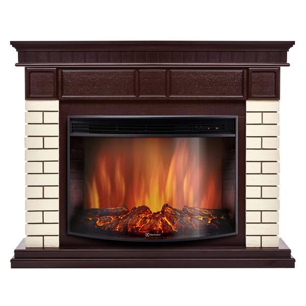Каминокомплект: Очаг Electrolux EFP/P-2720RLS, портал Bricks 25 камень бежевый, шпон темный дуб 1