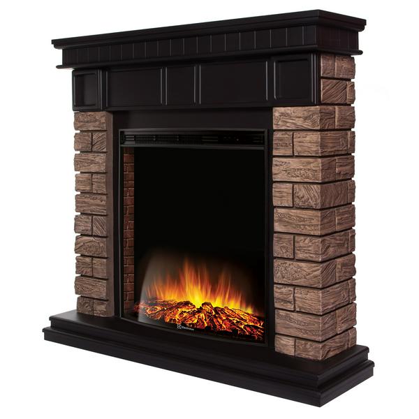 Портал Firelight Bricks Wood Classic камень темный, шпон венге 1