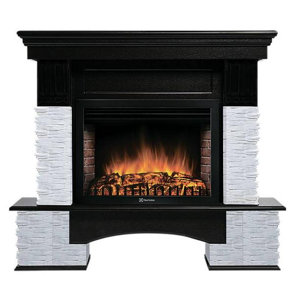 Портал Firelight Pietra Nuovo 30 камень сланец белый, шпон темный дуб 1